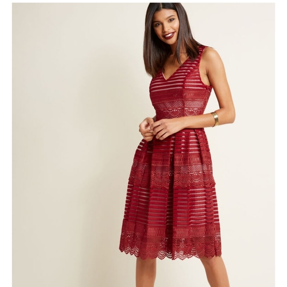 Modcloth Dresses & Skirts - Modcloth Lace Dress Sleeveless Fit & Flare Dress…